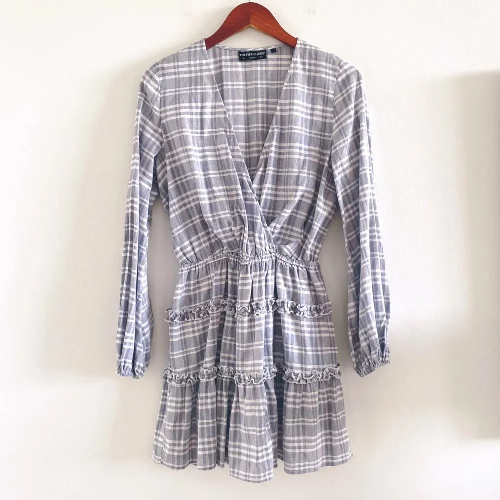 The Fifth Label Ivy Stripe Mini Dress Dress Gray White - Picture 4 of 14